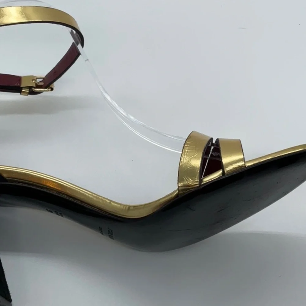 Philosophy di Lorenzo Serafini gold black velvet strap sandal
